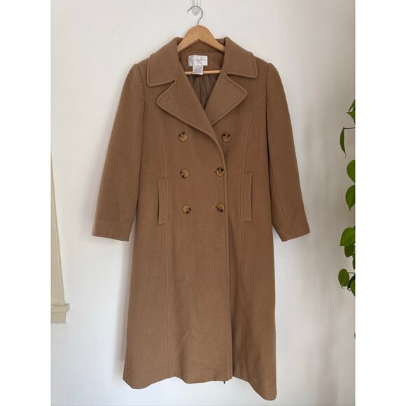 Worthington Vintage Classic Double-Breasted Wool & Cashmere Blend Coat - Tan 6P - Picture 1 of 7